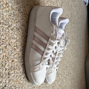 Adidas Women's Cream and light pink Sneakers